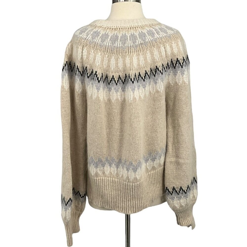 Basin + Range Fair Isle Sweater Size S Balloon Sleeve Wool Mohair Blend Knit - Picture 4 of 9